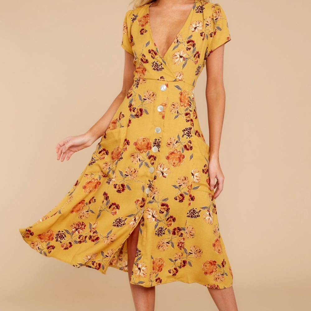 Red Dress Boutique yellow mid length dress